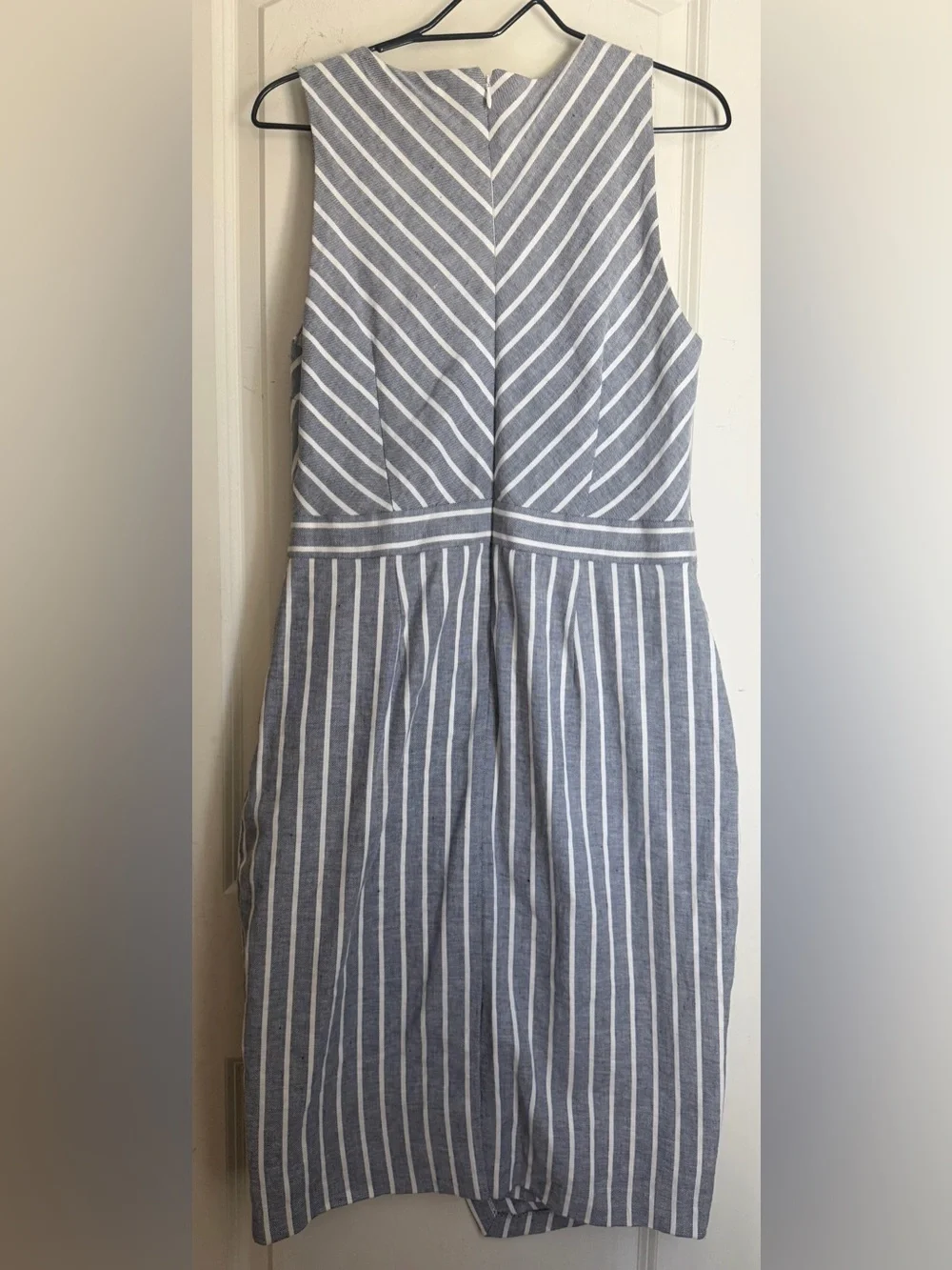 BANANA REPUBLIC Pinstriped Dress Blue & White Petites 10 nwt garden party boho - Picture 9 of 10